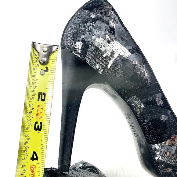 NINA Black/Silver Sequins Pumps w/Gems, Sz 8.5 - Picture 6 of 7